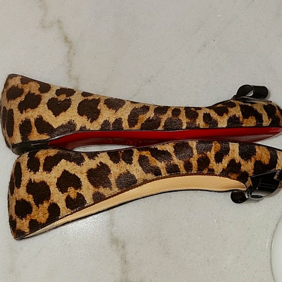 New Christian Louboutin Leopard Print Flats with Black Bow Size US7/EU37 - Picture 4 of 12